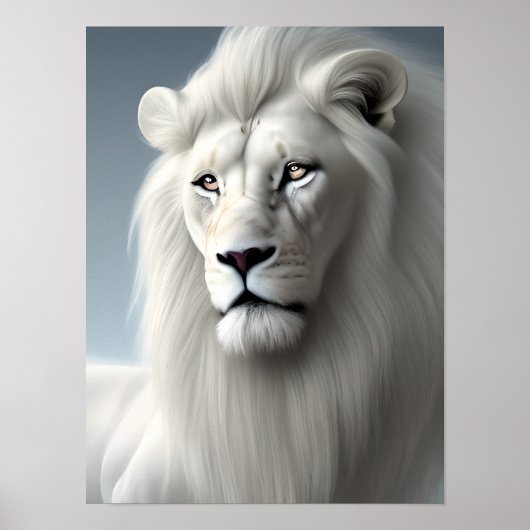 Poster Art majestueux Lion blanc (Devant)