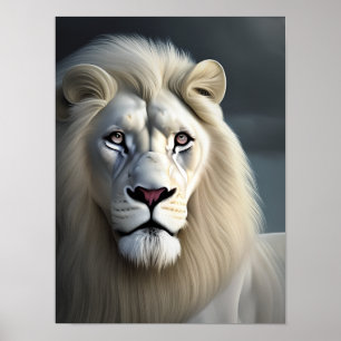 Poster Art majestueux Lion blanc