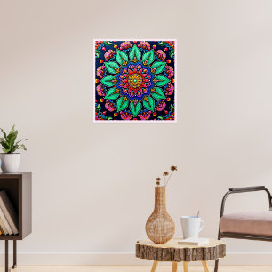 Poster Art mandala floral vibrant