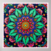 Poster Art mandala floral vibrant (Devant)
