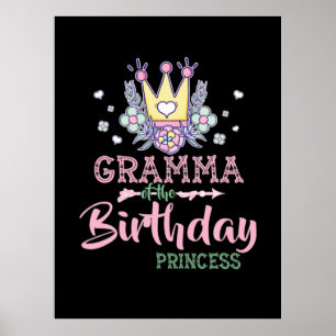 Poster Art Mère Gramma De La Princesse Anniversaire Noë