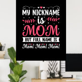 Poster Art Mère | Mon pseudo est Maman Anniversaire (Bureau à domicile)