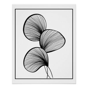 Poster Art minimaliste Abstrait de la ligne de feuille - 