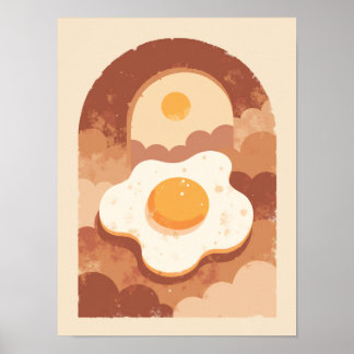 Poster Art minimaliste Boho Sunny-Side-Up Oeuf