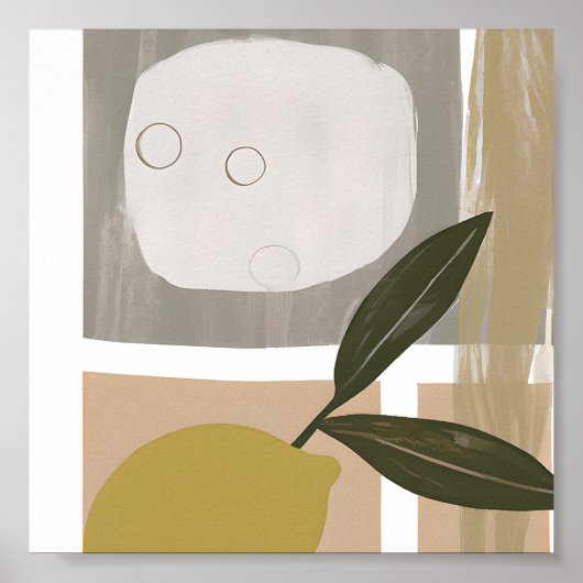 Poster Art minimaliste citron abstrait (Devant)