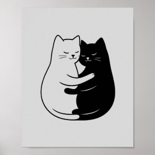 Poster Art minimaliste de chat noir et blanc pour la mais