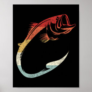 Poster Art minimaliste de crochet de pêche cool pour les