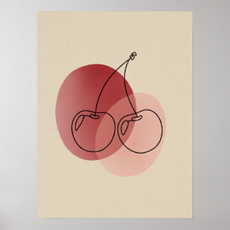 Poster Art minimaliste de la ligne cerise