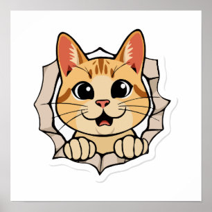 Poster Art minimaliste de la ligne de chat Pékin