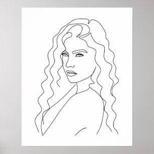 Poster Art minimaliste de la ligne de la belle femme