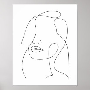 Poster Art minimaliste de la ligne de la belle femme