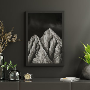 Poster Art minimaliste de la ligne de montagne