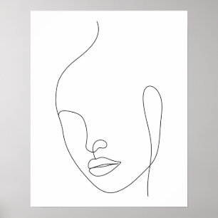 Poster Art minimaliste de la ligne de visage de la femme