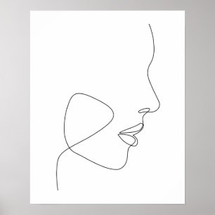 Poster Art minimaliste des femmes Abstraites face ligne