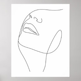 Poster Art minimaliste des femmes face ligne