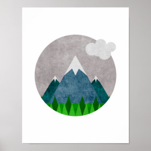 Poster Art minimaliste des montagnes