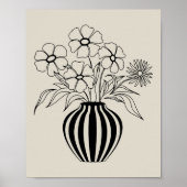 Poster Art minimaliste Floral Line Dessin noir neutre (Devant)