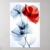 Poster Art minimaliste moderne, fleurs translucides (Devant)