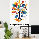 Poster Art minimaliste motivationnel abstrait d'arbre (Bureau à domicile)