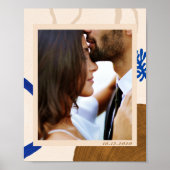 Poster Art moderne Abstrait Beige Bleu Photo personnalisé (Devant)