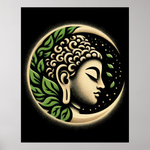 Poster Art Moderne Abstrait   Profil Calme de Bouddha