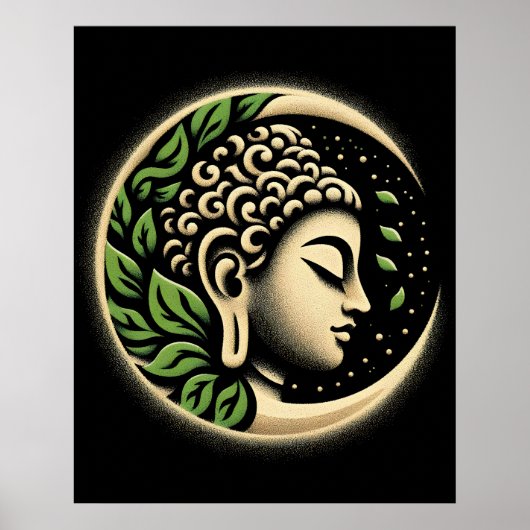 Poster Art Moderne Abstrait | Profil Calme de Bouddha (Devant)
