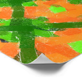 Poster Art Moderne Abstrait vert et orange (Coin)