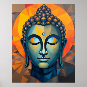 Poster Art moderne aux couleurs géométriques   Bouddha Ab