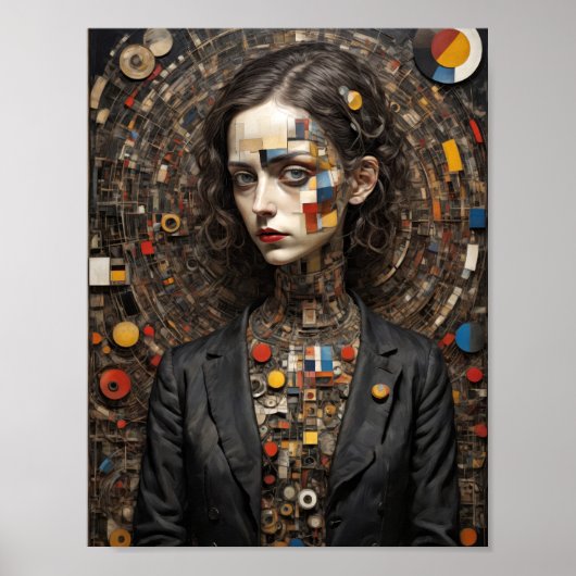 Poster Art moderne Avant Garde style femme abstrait (Devant)