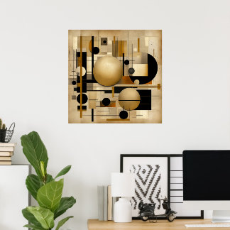Poster Art Moderne Beige Et Noir