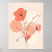 Poster Art Moderne Boho. Flores Abstraites De Corail. (Devant)