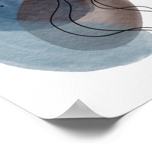 Poster Art moderne contemporain Abstrait Bleu rose noir (Coin)