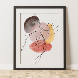 Poster Art moderne contemporain Abstrait rose jaune noir