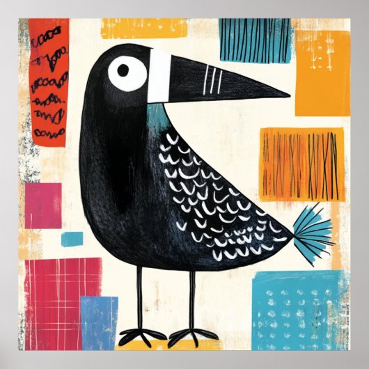 Poster Art moderne d'oiseau noir (Devant)