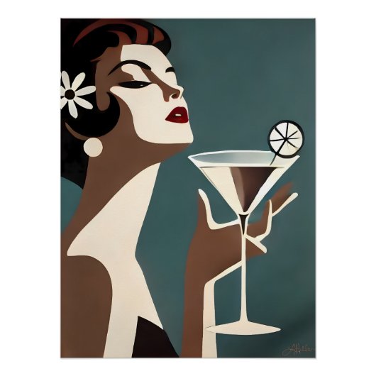 Poster Art Moderne du Milieu du Siècle La DIva Martini (Devant)