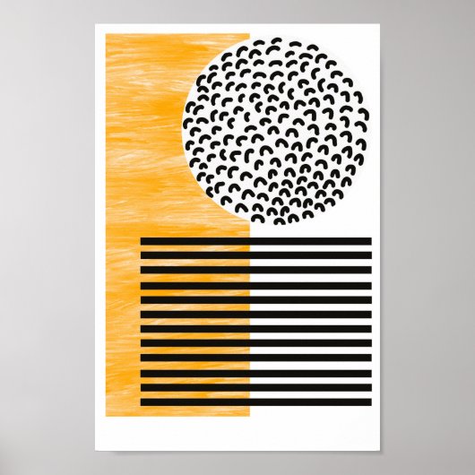 Poster Art moderne du milieu du siècle orange et noir (Devant)