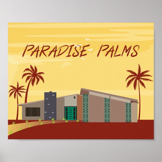 Poster Art moderne du milieu du siècle, Palms Paradise La (Devant)
