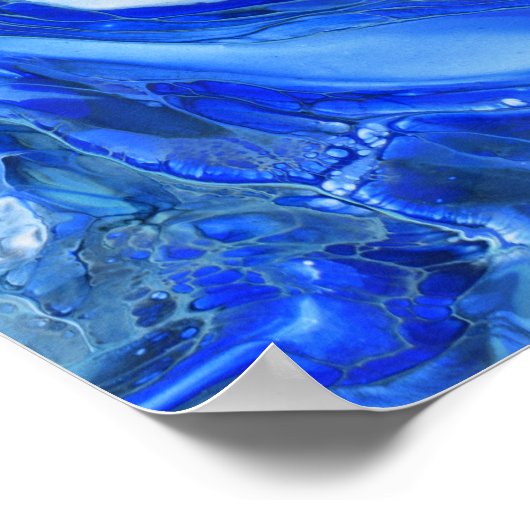 Poster Art moderne Fluide marbré bleu (Coin)