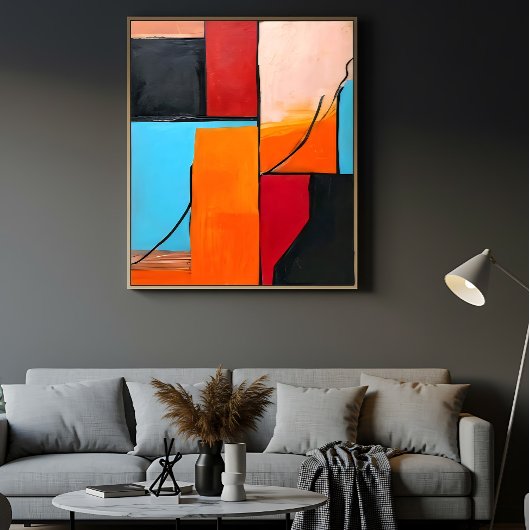 Poster art moderne, formes géométriques, design abstrait,