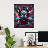 Poster Art Moderne inspiré des Graffiti | Bouddha méditan (Bureau à domicile)
