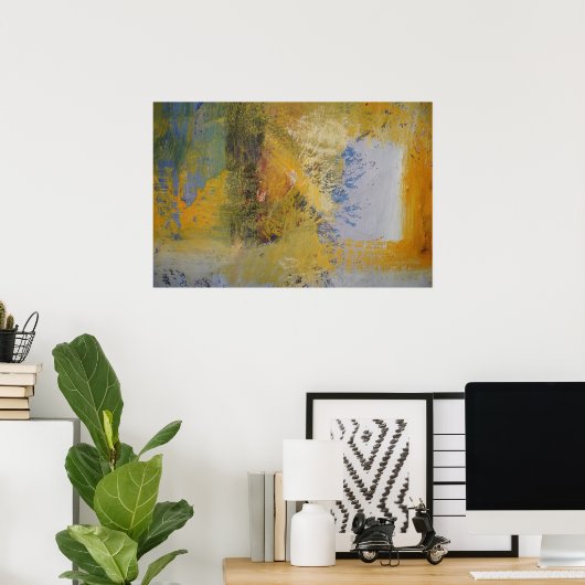 Poster Art moderne Jaune Peinture d'art Abstrait Imprimer (Bureau à domicile)