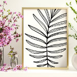Poster Art moderne minimaliste de la ligne feuille dessin<br><div class="desc">Art minimaliste moderne de la ligne feuille dessin en noir</div>