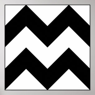 Poster Art moderne noir blanc zig motif sur