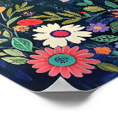 Poster Art Mur Mur Cute Pour Filles - Fleurs Folk Florale (Coin)