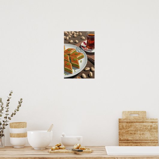 Poster Art mural. Pistachio baklava. (Cuisine)