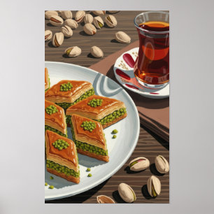 Poster Art mural. Pistachio baklava.
