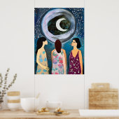 Poster Art mystique | Les femmes regardent la lune (Cuisine)