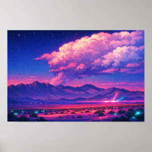 Poster Art néon de paysage photographique édité 