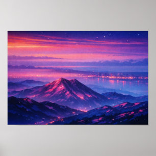 Poster Art néon de paysage photographique édité