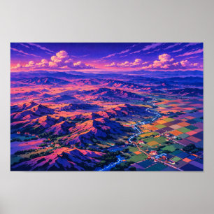 Poster Art néon de paysage photographique édité